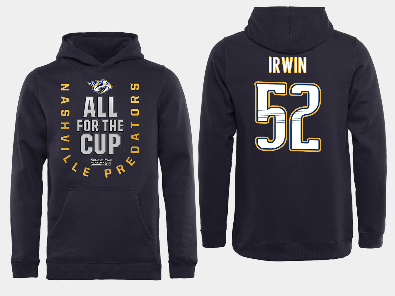 Men NHL Adidas Nashville Predators 52 Irwin black ALL for the Cup hoodie